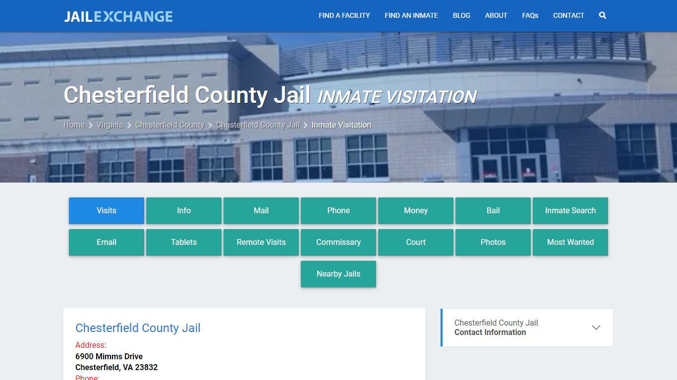 Inmate Visitation - Chesterfield County Jail, VA - Jail Exchange